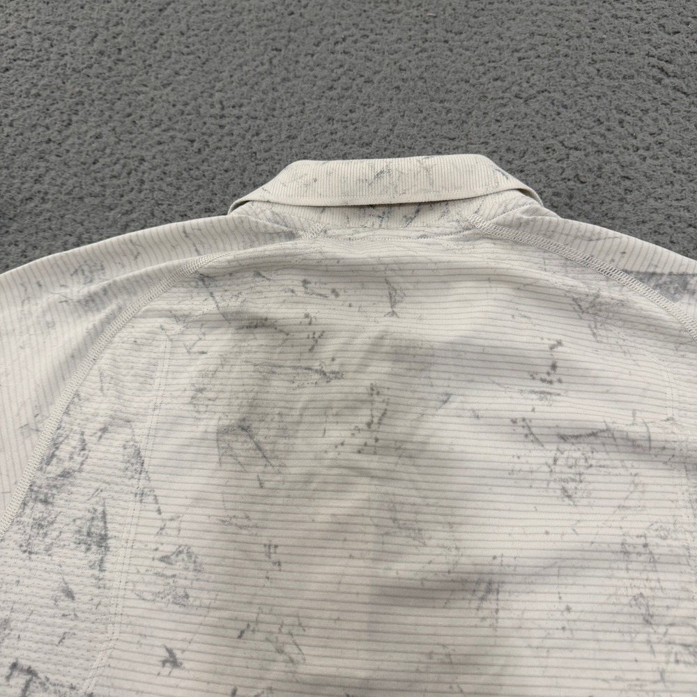 Lululemon Mens Metal Vent Tech Polo Shirt M White Grey Marble Tie Dye Athletic - Picture 3 of 10
